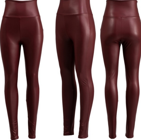 ☄HOT☄Faux Leather Legg Burgundy -Medfb - Picture 2 of 6